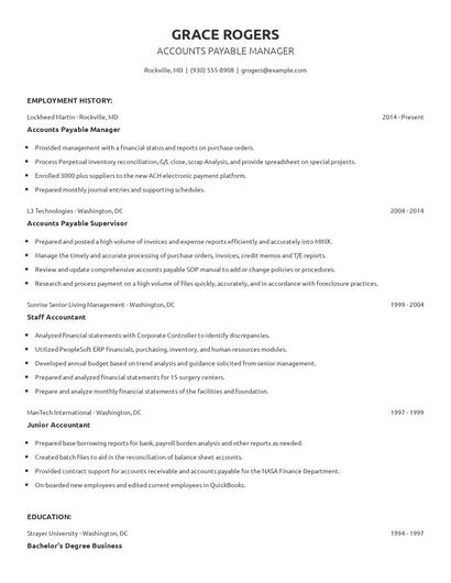 Accounts Payable Manager Resume