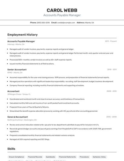 Accounts Payable Manager Resume