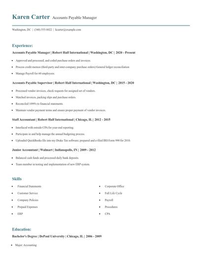 Accounts Payable Manager Resume