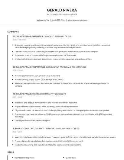 Accounts Payable Manager Resume