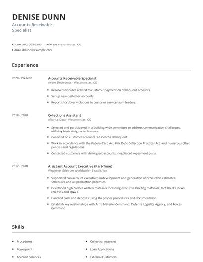 Accounts Receivable Specialist Resume