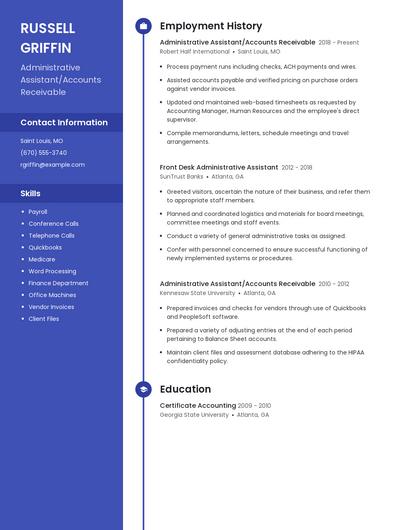 Administrative Assistant/Accounts Receivable Resume