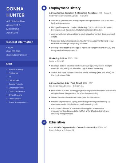 Administrative Assistant & Marketing Assistant Resume
