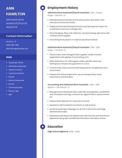 Administrative Assistant/Payroll Assistant Resume
