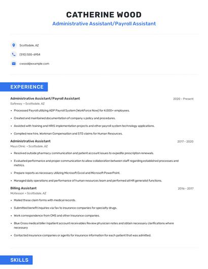 Administrative Assistant/Payroll Assistant Resume