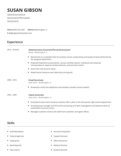 Administrative Assistant/Personal Assistant Resume