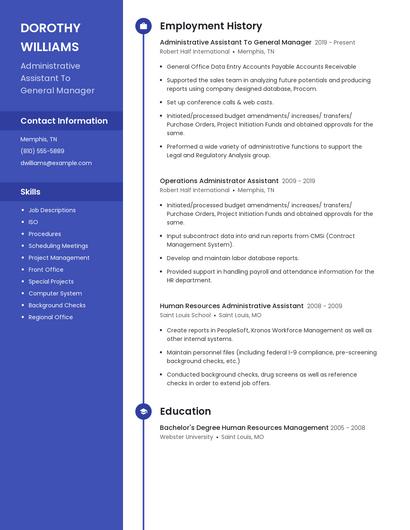 Administrative Assistant To General Manager Resume