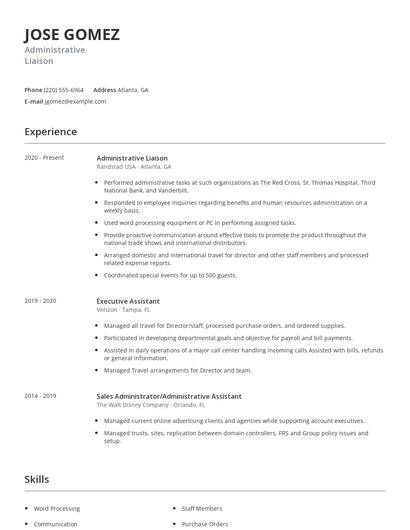 Administrative Liaison Resume