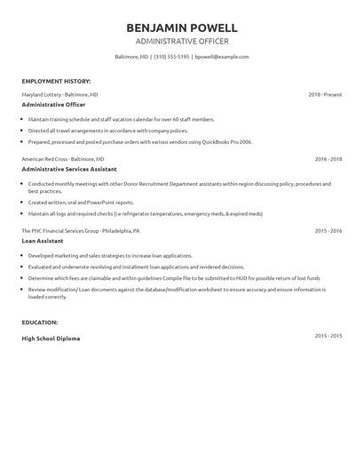 Administrative Officer Resume