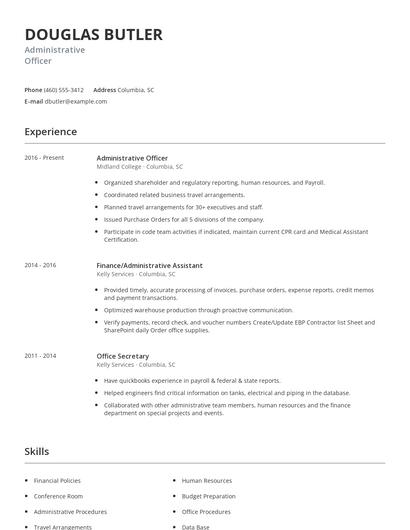 Administrative Officer Resume
