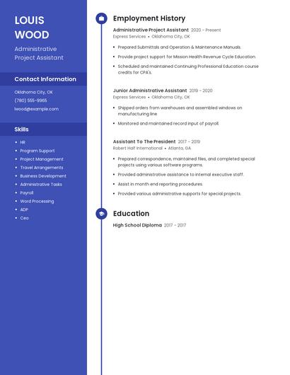 Administrative Project Assistant Resume