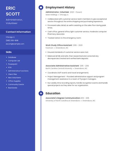 Administrator, Volunteer Resume