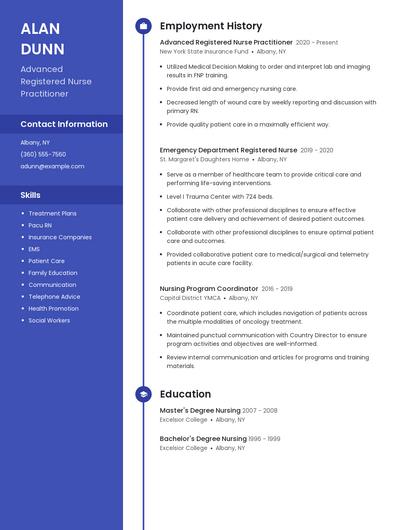 Advanced Registered Nurse Practitioner Resume