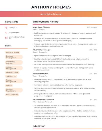Advertising Director Resume