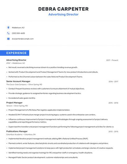 Advertising Director Resume