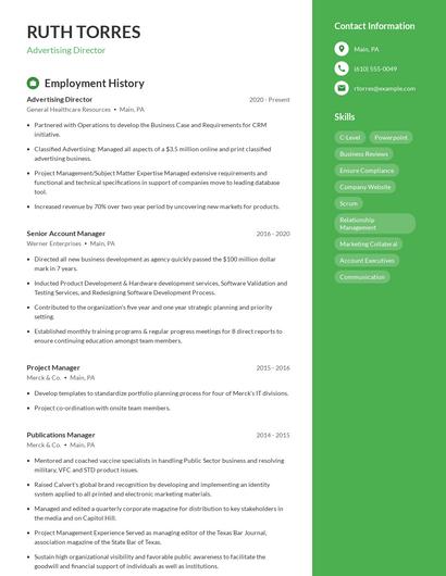 Advertising Director Resume