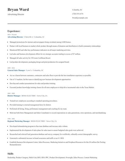 Advertising Director Resume
