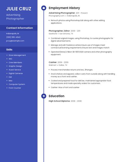 Advertising Photographer Resume