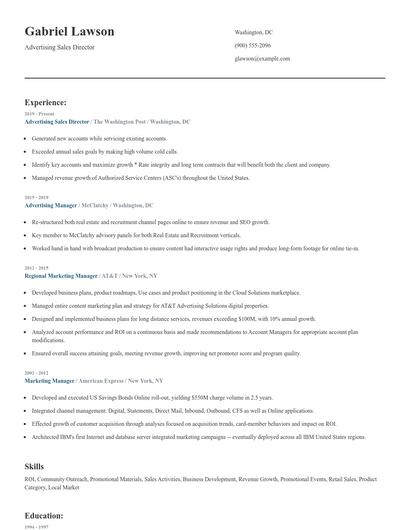Advertising Sales Director Resume