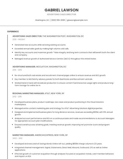 Advertising Sales Director Resume