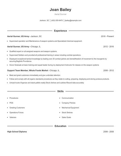 Aerial Gunner Resume