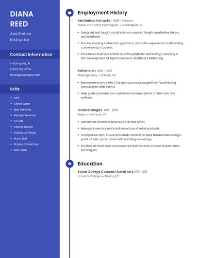 Aesthetics Instructor Resume