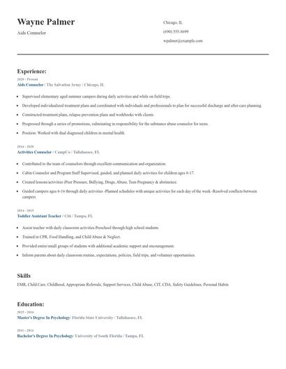Aids Counselor Resume