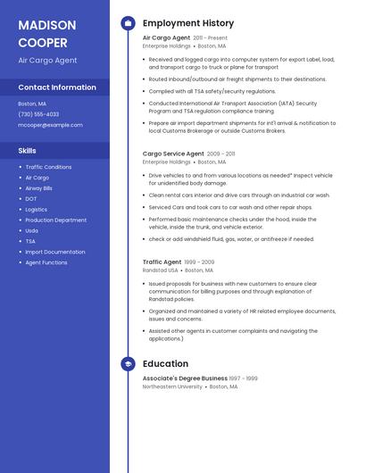 Air Cargo Agent Resume