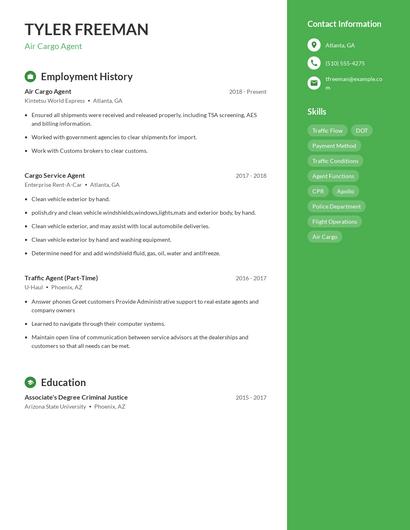 Air Cargo Agent Resume