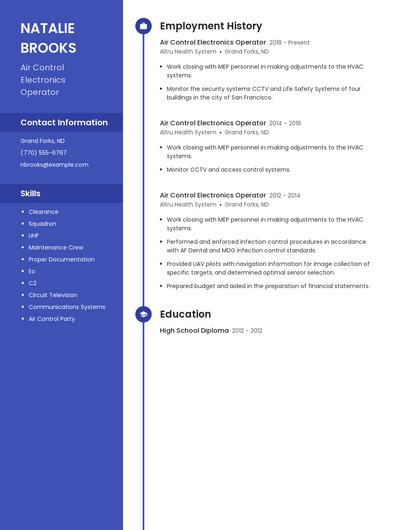 Air Control Electronics Operator Resume