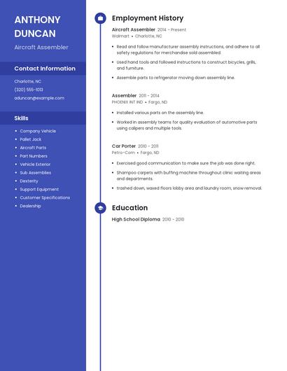 Aircraft Assembler Resume