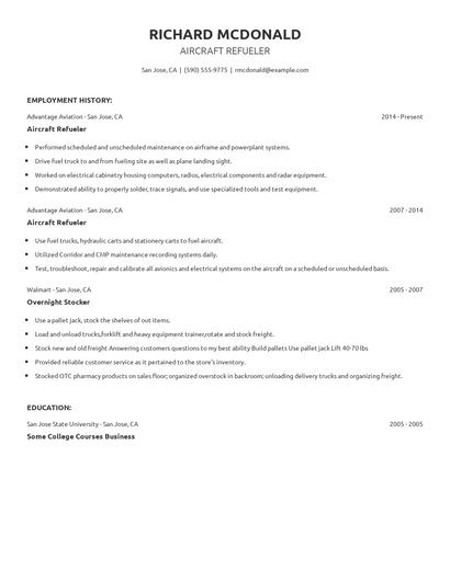 Aircraft Refueler Resume