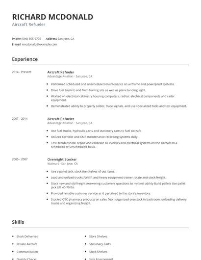 Aircraft Refueler Resume