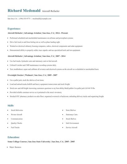 Aircraft Refueler Resume