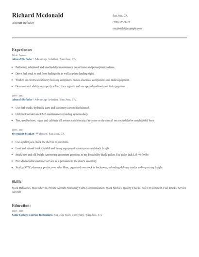 Aircraft Refueler Resume