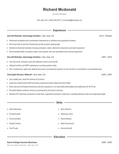 Aircraft Refueler Resume