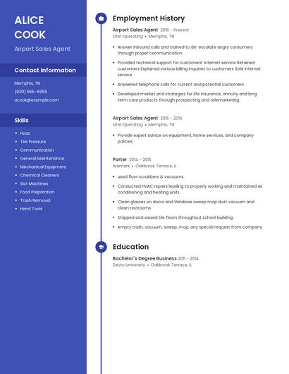 Airport Sales Agent Resume