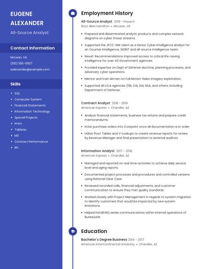 All-Source Analyst Resume