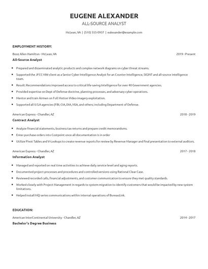 All-Source Analyst Resume