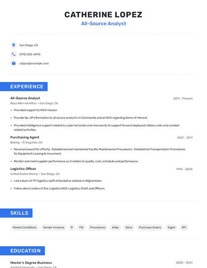 All-Source Analyst Resume
