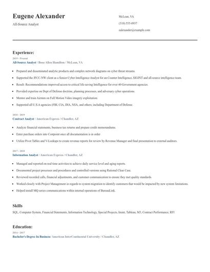 All-Source Analyst Resume