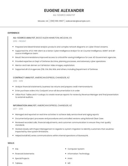 All-Source Analyst Resume