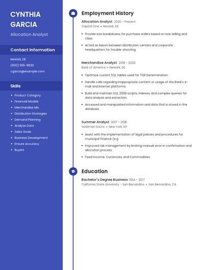 Allocation Analyst Resume