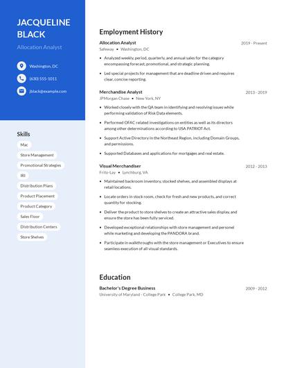 Allocation Analyst Resume