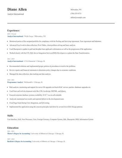 Analyst International Resume