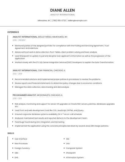 Analyst International Resume