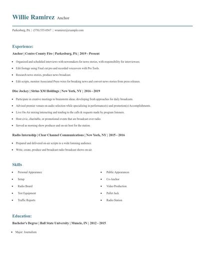 Anchor Resume