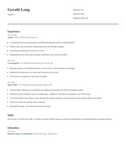 Anchor Resume