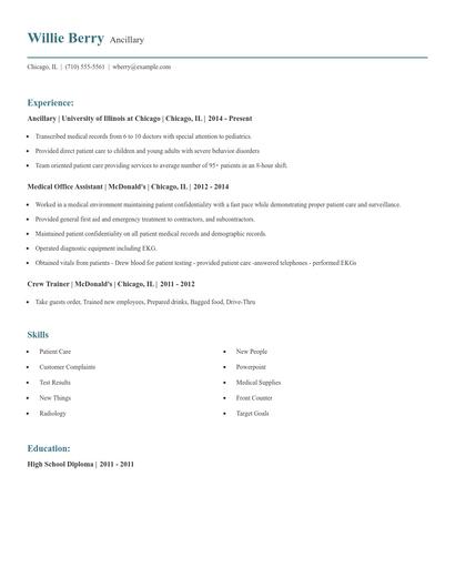 Ancillary Resume