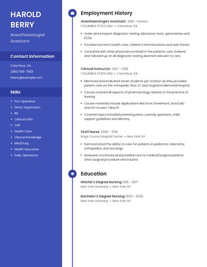 Anesthesiologist Assistant Resume
